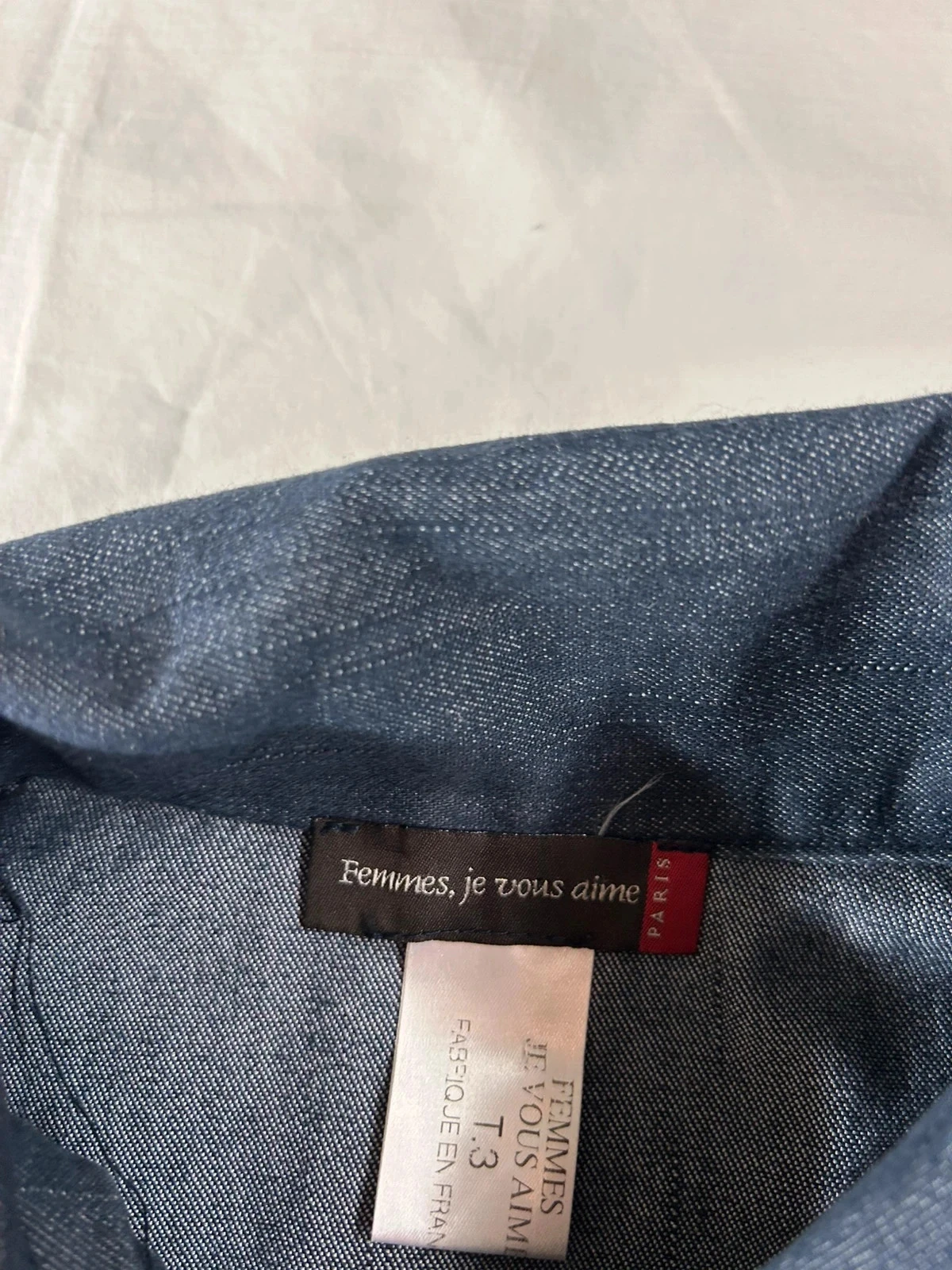 Camisa mujer, te amo azul marino efecto transparente vintage – photo 8